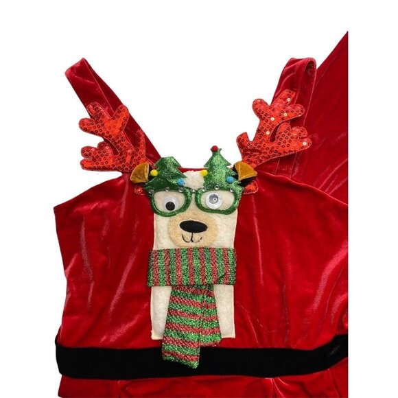 Reindeer Ugly Christmas Party Jumpsuit Women's XXL 2XL Red Black Green‎ NEW - Picture 5 of 11